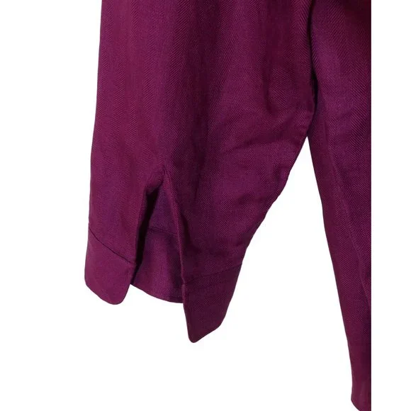LAUREN RALPH LAUREN 100% Linen Button Up 3/4 Sleeve Blouse Size 1X Purple - Picture 4 of 5